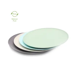 친환경 천연 100% 생분해성 PLA 라운드 접시 그릇 트레이 구획 디너 플레이트
