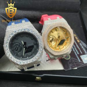 Nouveautés Style Argent et Or Design GA2100 Lunette de Montre Moissanite Bracelet de Boîtier de Montre sur Mesure pour Hommes - Product Image 2