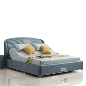 Luxury italian bedroom set furniture king size modern wireless control motorized adjustable bed frame with mattress wireless