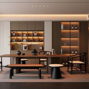 Muebles de Madera Personalizados para Sala de Estar, Diseño de Estilo Chino Moderno para Comedor y Almacenamiento de Vino, Juego de Mesas y Sillas Elegantes - Product Image 2