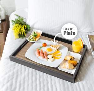 <span class=keywords><strong>Plateau</strong></span> <span class=keywords><strong>de</strong></span> rangement multifonctionnel rectangulaire en bois <span class=keywords><strong>de</strong></span> grande taille avec poignées pour la cuisine, le salon, le rangement des boissons - Product Image 3