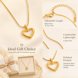 Collana Promozionale con Ciondolo a Cuore Combinato, Impermeabile in Acciaio Inossidabile, Gioiello Raffinato da Donna per Anniversario - Product Image 6