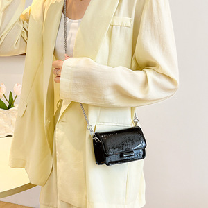 Sac bandoulière carré mini Wing Color Socialite, texture crocodile métallique argentée, avec chaîne, sac à main quotidien pour femme - Product Image 4