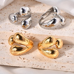 Anillo Geométrico de Moda, Pulido Brillante, Oro de 18K, Diseño de Garra Redonda, Anillo Exagerado Avanzado, Anillo Abierto de Acero Inoxidable, Anillo Ajustable - Product Image 2