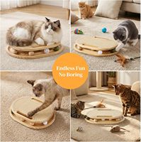 Grande griffoir moderne écologique pour chat avec circuit de balles, en sisal et bois, pour chats adultes d'intérieur - Jouet interactif et stimulant pour l'esprit