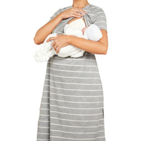 Robe de maternité rayée pour femme enceinte, idéale pour l'automne, la post-partum et l'allaitement, tenue décontractée pour la maison, en polyester – Grande Vente