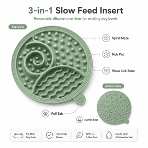 Silicone Slow Feeder <b>Dog</b> <b>Bowl</b> Insert with Suction Cups 3 Zone Lick <b>Mat</b> Anti Choking Pet Feeding Insert Custom Logo - Product Image 3