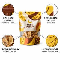 Sachet Doypack refermable avec fermeture éclair, logo personnalisé, finition mate, fenêtre transparente, pour emballage de snacks et fruits secs, en PET recyclable