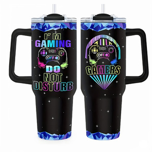 40oz tumbler <b>with</b> handle Creative 3D printing <b>with</b> <b>straw</b> bpa-free double-wall 40oz stainless steel tumbler - Product Image 2