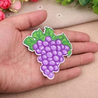 Groene paarse druiven geborduurde patches, strijkbaar, fruitmotief, decoratieve patch voor jassen, tassen, hoeden, DIY