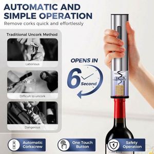 4 in 1 Electric Wine Opener Set with Foil Cutter, Wine Pourer & Stopper- Automatic Corkscrew <b>Bottle</b> Opener for Wine Lovers - Product Image 3
