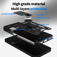 Coque de téléphone avec béquille annulaire pour Xiaomi Redmi 15C 14C 13C Note 15 14 13 Pro Plus A5, pare-chocs résistant et cache-objectif coulissant