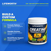 LIFEWORTH Creatine Monohydrate Bubuk Label Pribadi 5G Per Sajian 300G Nutrisi Olahraga Pembentukan Otot ODM GMP ISO