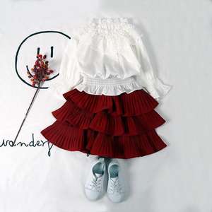 Vestiti a buon mercato Online nuova moda manica a volant cava elegante disegni camicetta per giovane ragazza - Product Image 2