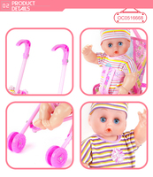 Juguetes de silicona sólida de cuerpo completo para niños, kit de muñecas con carrito de hierro, carrito de bebé, 12 en la moda