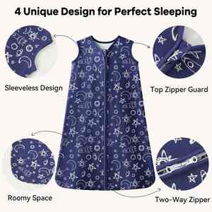Organic Cotton Fabric Winter <b>Newborn</b> Sleeping Sack Baby Wearable <b>Blanket</b> with 2-Way Zipper - Product Image 3
