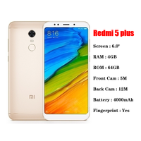 Venta al por Mayor de Teléfonos Móviles Xiaomi Redmi 5 Plus 4+64GB Originales Usados a Bajo Precio