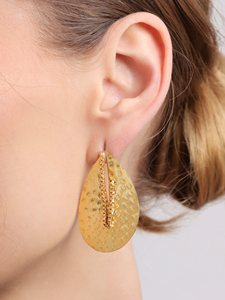 Pendientes colgantes de cadena en cascada, pendientes de lágrima de oro martillado con textura texturizada, joyería moderna llamativa para mujer - Product Image 5