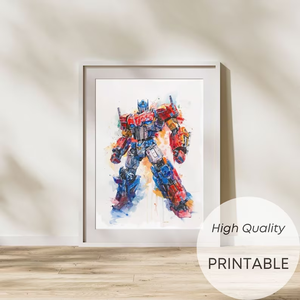 Set di Arte Murale Robotica ad Acquerello Artistico, Decorazione Murale Vibrante di Supereroi Robot per Camere da Letto di Ragazzi, Caffetterie, Arte Murale Adesiva - Product Image 1