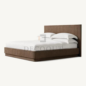 Luxury Modern Design Home Furniture Double Size Birch Wood <strong>Bed</strong> <strong>Frame</strong> with Reclaimed Oak for Bedroom Simple Teak Wood <strong>Bed</strong> - Product Image 2