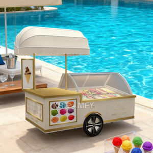 Carrito de Helados Metálico Remolcable con Congelador para Uso en Exteriores y Comida Rápida - Product Image 2