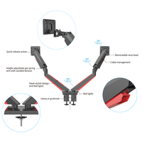 Charmount RGB Light Hot Selling Gas Spring Support de moniteur à double bras pour écran 10 "-32"