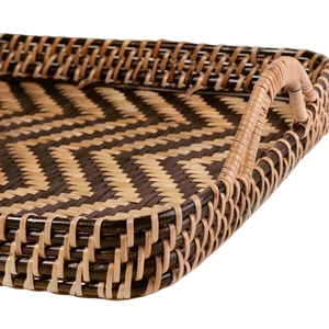 Plateau de service en bambou en rotin bohème plateau en rotin en bambou en osier plateau artisanal comme Table basse pour la décoration du salon - Product Image 3