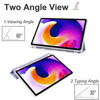 Sarung Xiaomi Redmi Pad, dengan dudukan pensil Funda untuk Xiaomi Redmi Pad SE 11 inci 2023 dudukan lipat 3 transparan lembut kulit sarung Tablet pintar TPU