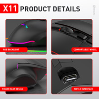 Mouse Gaming Nirkabel 2.4G untuk Bluetooth dengan Pengisian Daya Tipe C dan Lampu LED Biru