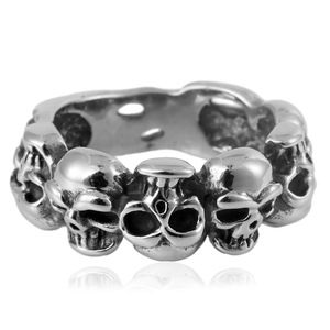 yunnique Skull <b>Ring</b> <b>Titanium</b> Steel Men's Punk Hip Hop Jewelry Gift Geometric Design Steel Color - Product Image 4