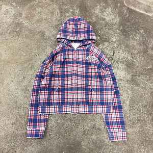 Fabricant de sweats à capuche personnalisés en tricot gaufré, veste oversize à carreaux en tricot gaufré, sweats à capuche courts et amples en tricot gaufré 100 % coton - Product Image 1