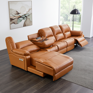 Juego <span class=keywords><strong>de</strong></span> Sofás <span class=keywords><strong>Reclinables</strong></span> Eléctricos OEM en Forma <span class=keywords><strong>de</strong></span> L, Sofá Seccional <span class=keywords><strong>de</strong></span> <span class=keywords><strong>Cuero</strong></span> Genuino Reclinable, <span class=keywords><strong>Muebles</strong></span> para Sala <span class=keywords><strong>de</strong></span> Estar - Product Image 1