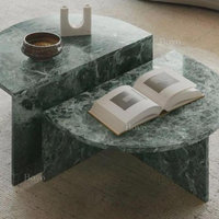 Ensembles de meubles de salon modernes de luxe, table basse en marbre vert du Brésil, table en marbre vert