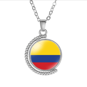 Collar con Colgante Giratorio de Doble Cara con la Bandera de Guayana Francesa <span class=keywords><strong>y</strong></span> Piedras Preciosas, Venta al por Mayor - Product Image 2