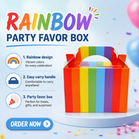 Boîtes à emporter rayées arc-en-ciel en gros, boîtes à gâteaux, boîtes à emporter pour les fêtes, boulangerie, boîtes alimentaires jetables recyclables avec poignée