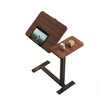 Table de chevet avec plateau relevable pneumatique, hauteur réglable, inclinable, petite table d'appoint pour canapé, pour la maison et le bureau