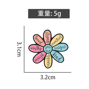 Broche de esmalte motivacional con diseño floral y citas inspiradoras: Eres suficiente, merecedora, fuerte. Insignia para bolsos y ropa, regalo. - Product Image 3