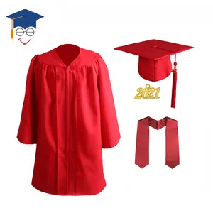 PHOEBEEHotsale Children Clothes Dresses Red Matte Graduation Gown And Stole