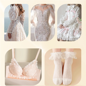 既製品3CM在庫あり手作り伸縮性ソフトホワイトフローラルモダンスカラップコットンエコフレンドリーバーコードレース（メッシュ用） - Product Image 6