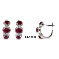 Offres Spéciales Conception Spéciale Or Blanc massif 18k 100% Diamant naturel Ovale Rubis Bijoux Boucles D'oreilles Pour Dame