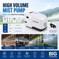 Système de refroidissement par brumisation à faible bruit (62 dB) 70 bars, 4,0 L/min, moteur DC sans balais, application intelligente pour grandes surfaces de restauration extérieures