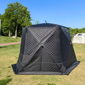 Grande tente de pêche sur glace pentagonale avec double porte à fermeture éclair, ventilation en maille, sac de transport pour traîneau, pour expédition <span class=keywords><strong>lac</strong></span> du Saskatchewan - Product Image 2
