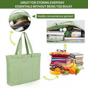 Bolso de lona personalizado con cierre de cremallera superior y bolsillo externo, fabricado por una fábrica con certificación BSCI - Product Image 4