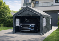 Abri de jardin et garage pour 2 voitures, extérieur, personnalisé, moderne, simple, avec structure en acier galvanisé, imperméable et recouvert de PE