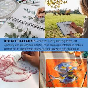 Carnet de croquis à spirale A4 épaissi pour étudiants en art, 60 feuilles intérieures, papier à dessin au crayon, couverture cadeau - Product Image 6