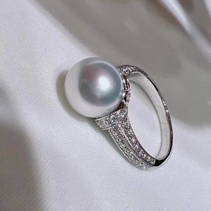 Anello da donna con perle finte, stile principessa di lusso, zirconi, gioiello alla moda, accessorio elegante da regalo - Product Image 5