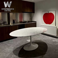 Base de Mesa Estilo Escandinavo con Patas de Metal Blanco Brillante, Soporte Moderno para Mesa Auxiliar de Sala de Estar o Cafetería