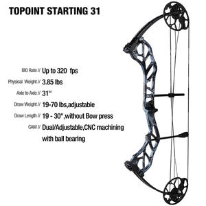 Arc à poulies pour débutants TOPOINT ARCHERY, débutant, 31 pouces, arc de chasse et ensemble de flèches, DL19-30 pouces, DW19-70 livres, kits d'arc à poulies, OEM/ODM - Product Image 6