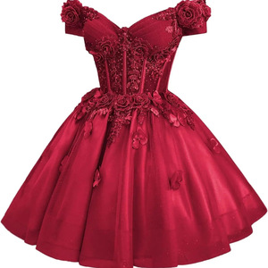 Black Off Shoulder Ball Gown Short Skirt Women Stage Performance Costume Vocal Dress Solid Color Adult Size - Product Image 4