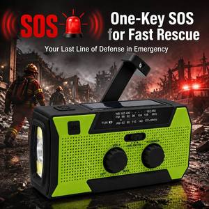 Radio d'urgence portable à manivelle solaire double bande avec lampe de lecture et batterie rechargeable 5000 mAh - Product Image 4